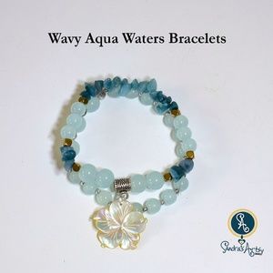 Wavy Aqua Waters Stretch Bracelets